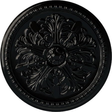Ekena Millwork Swindon Ceiling Medallion (Fits Canopies up to 2 7/8"), Hnd-Painted Black Pearl, 16 7/8"OD x 1 1/2"P CM16SWBPS